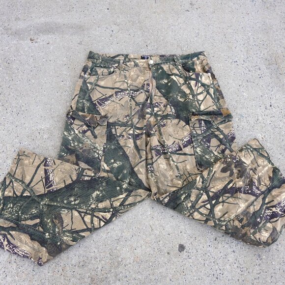 PLT Plus Khaki Abstract Camo Wide Leg Cargo Pants 18 Cotton - Picture 1 of 8